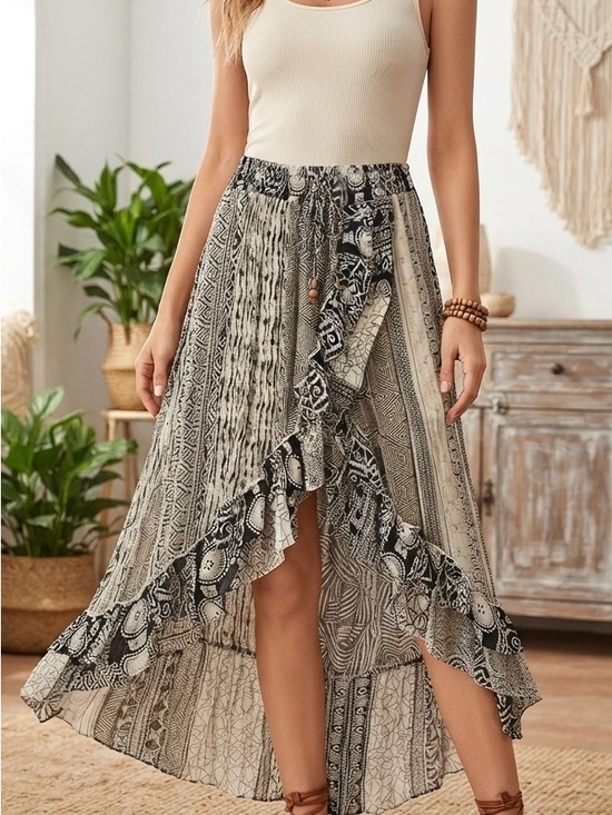 Young Threads Dresses & Skirts - Young Threads Boho High-Low Ruffle Skirt Size Medium